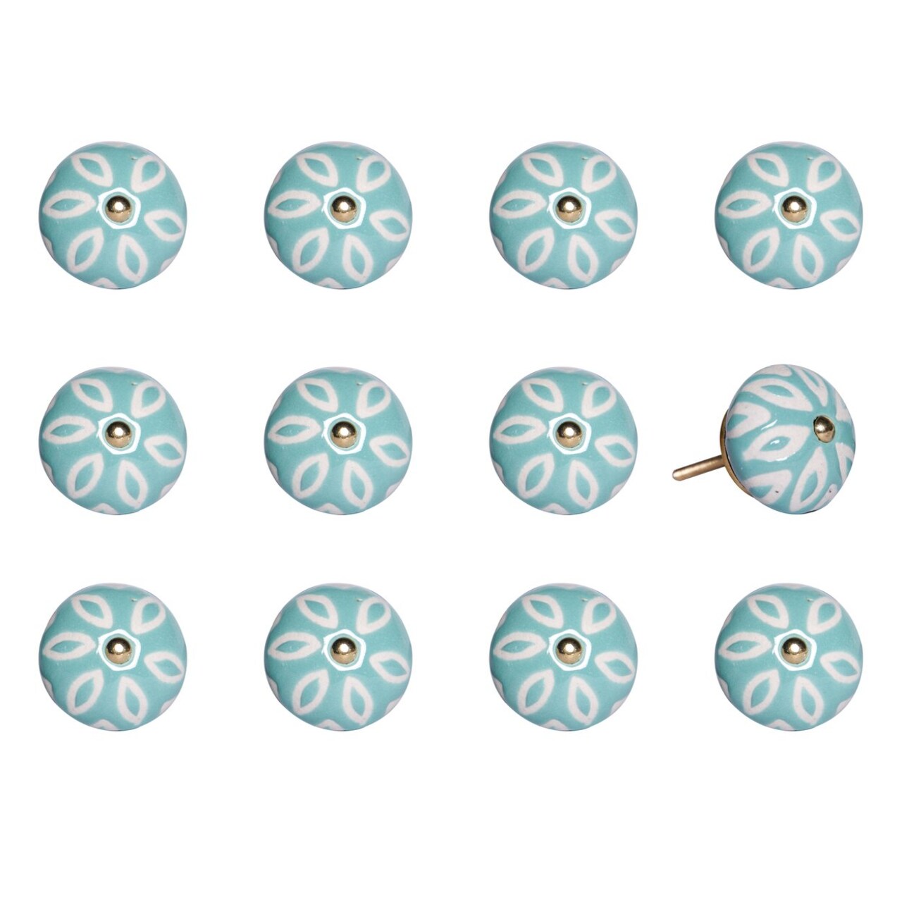 Knob-It Vintage Cabinet Drawer Knobs 12-Piece Colorful Hand Painted 9 Inch